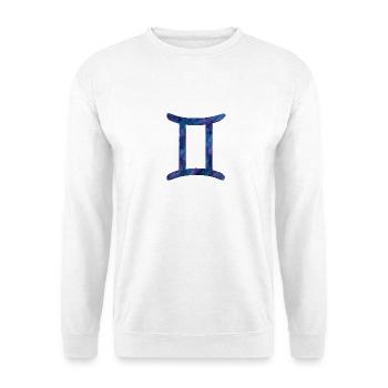 Zwilling Sternzeichen – Galaxie-Aquarell - Unisex Pullover - Weiß - Vorne - Alina (178cm) & Michal (187cm)