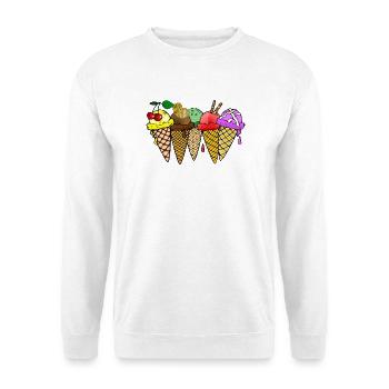 Eis Vanilleeis Schokoladeneis Erdbeereis Himbeere - Unisex Pullover - Weiß - Vorne - Alina (178cm) & Michal (187cm)
