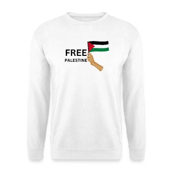 FREE PALASTINE | Gaza | Demonstration - Unisex Pullover - Weiß - Vorne - Alina (178cm) & Michal (187cm)