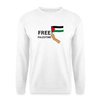 FREE PALASTINE | Gaza | Demonstration - Unisex Pullover - Weiß - Vorne - Alina (178cm) & Michal (187cm)