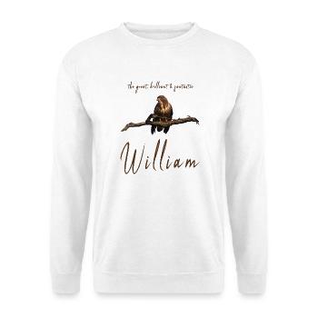 William Willi Geburtstag William - Unisex Pullover - Weiß - Vorne - Alina (178cm) & Michal (187cm)