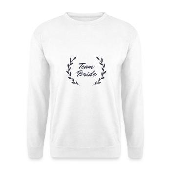 Team Bride | Junggesellinnenabschied | Braut - Unisex Pullover - Weiß - Vorne - Alina (178cm) & Michal (187cm)