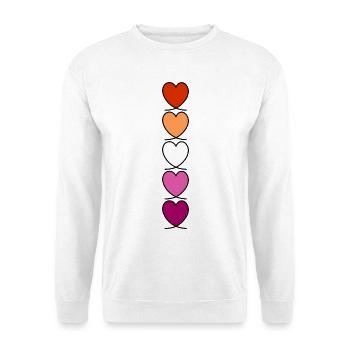 Lesbe Lesben Lesbisch Herzen - Unisex Pullover - Weiß - Vorne - Alina (178cm) & Michal (187cm)