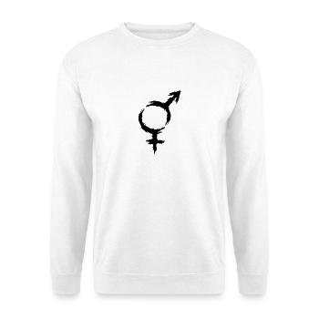 Hetero Symbol Mars Venus - Unisex Pullover - Weiß - Vorne - Alina (178cm) & Michal (187cm)