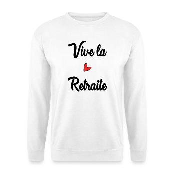 RUHESTAND. FROHEN RUHESTAND. GLÜCKLICHER RUHESTAND - Unisex Pullover - Weiß - Vorne - Alina (178cm) & Michal (187cm)