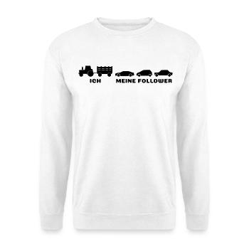 Ich, meine Follower - Bauer Landwirt - Unisex Pullover - Weiß - Vorne - Alina (178cm) & Michal (187cm)