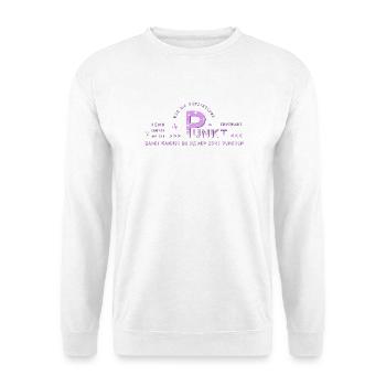 zum Punkt kommen auf den Punkt - Unisex Pullover - Weiß - Vorne - Alina (178cm) & Michal (187cm)