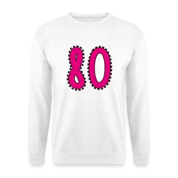 80. 80 JAHRE. 80. JAHRESTAG. 80-JÄHRIGES JUBILÄUM. - Unisex Pullover - Weiß - Vorne - Alina (178cm) & Michal (187cm)