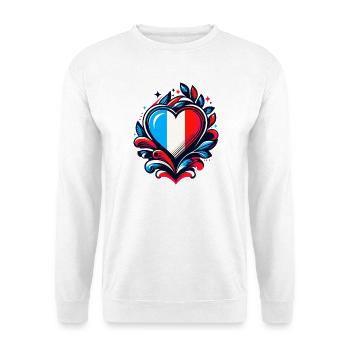 Herz Französische Flagge - Unisex Pullover - Weiß - Vorne - Alina (178cm) & Michal (187cm)