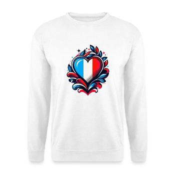 Herz Französische Flagge - Unisex Pullover - Weiß - Vorne