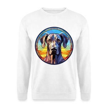 Deutsche Dogge Hunderasse Aquarellglas - Unisex Pullover - Weiß - Vorne - Alina (178cm) & Michal (187cm)