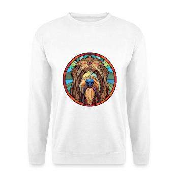 Briard-Hunderasse Bunte Aquarell-Illustration - Unisex Pullover - Weiß - Vorne - Alina (178cm) & Michal (187cm)