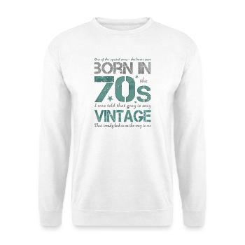 70s die Siebziger Jahre 70's 70er - Unisex Pullover - Weiß - Vorne - Alina (178cm) & Michal (187cm)