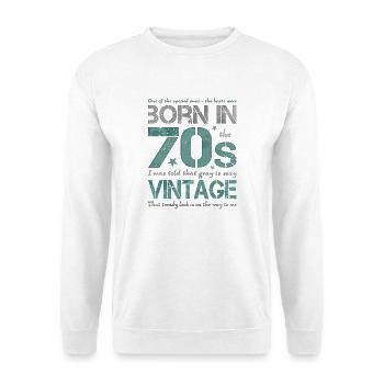 70s die Siebziger Jahre 70's 70er - Unisex Pullover - Weiß - Vorne - Alina (178cm) & Michal (187cm)