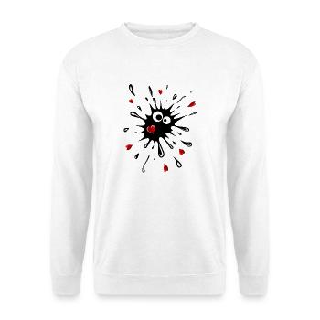Klecks mit Herzen - Unisex Pullover - Weiß - Vorne - Alina (178cm) & Michal (187cm)