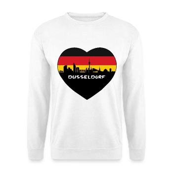 Düsseldorf Deutschland Flagge Skyline Reise Souvenir - Unisex Pullover - Weiß - Vorne - Alina (178cm) & Michal (187cm)