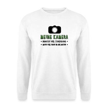 Kamera fotografieren - Unisex Pullover - Weiß - Vorne - Alina (178cm) & Michal (187cm)