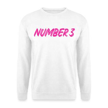 Number 3 - drei - dritter - dritte - 3 - Nummer 3 - Unisex Pullover - Weiß - Vorne - Alina (178cm) & Michal (187cm)