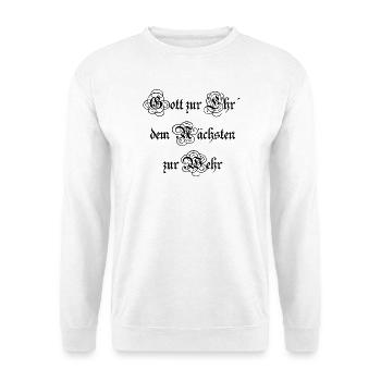 Gott zur Ehr dem Nächsten zur Wehr 3 - Unisex Pullover - Weiß - Vorne - Alina (178cm) & Michal (187cm)
