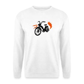 Mofa Moped Mofafahrer Mopedfahrer Zweirad - Unisex Pullover - Weiß - Vorne - Alina (178cm) & Michal (187cm)