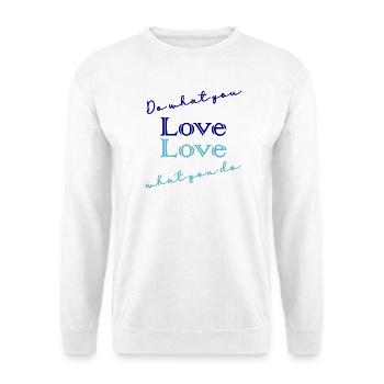 ZITAT, ZITATE, NACHRICHT, NACHRICHT, HUMOR - Unisex Pullover - Weiß - Vorne - Alina (178cm) & Michal (187cm)