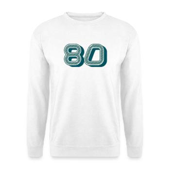 80. 80 JAHRE. 80. JAHRESTAG. 80-JÄHRIGES JUBILÄUM. - Unisex Pullover - Weiß - Vorne - Alina (178cm) & Michal (187cm)