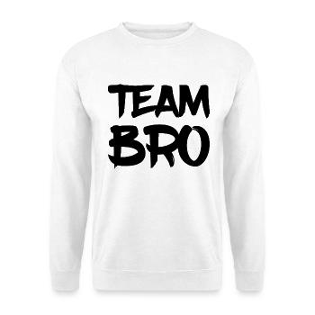 Team Bro - Unisex Pullover - Weiß - Vorne - Alina (178cm) & Michal (187cm)