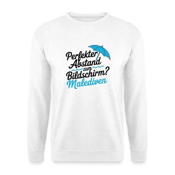 Perfekter Abstand Bildschirm Malediven - Unisex Pullover - Weiß - Vorne - Alina (178cm) & Michal (187cm)