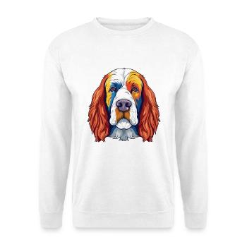 Clumber Spaniel Hund Rasse Aquarell Cartoon Kawai - Unisex Pullover - Weiß - Vorne - Alina (178cm) & Michal (187cm)