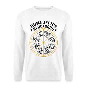 Homeoffice Glücksrad Büro Heimarbeit Home Office - Unisex Pullover - Weiß - Vorne - Alina (178cm) & Michal (187cm)