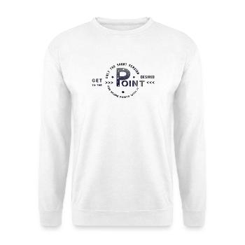 get to the point - Unisex Pullover - Weiß - Vorne - Alina (178cm) & Michal (187cm)