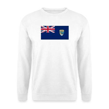 Saint-Helena-Inseln – Inselflagge und Wappen - Unisex Pullover - Weiß - Vorne - Alina (178cm) & Michal (187cm)