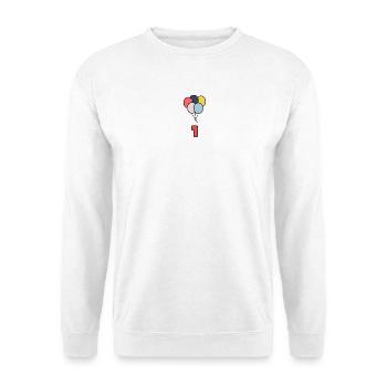 1. 1 JAHR. 1. JAHRESTAG. 1 JAHR GEBURTSTAG - Unisex Pullover - Weiß - Vorne - Alina (178cm) & Michal (187cm)