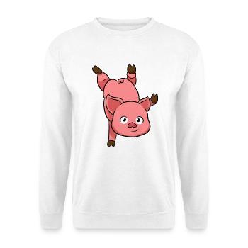 Pig Handstand - Unisex Pullover - Weiß - Vorne - Alina (178cm) & Michal (187cm)