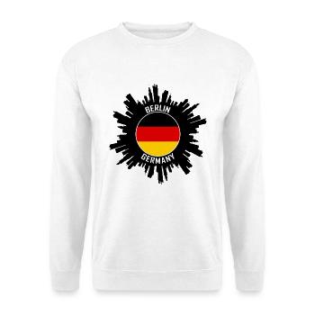 Berlin Skyline Deutschland Flagge Reisesouvenir - Unisex Pullover - Weiß - Vorne - Alina (178cm) & Michal (187cm)