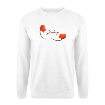 Zwillinge Mohn Klatschmohn Sternzeichen Zwillinge - Unisex Pullover - Weiß - Vorne - Alina (178cm) & Michal (187cm)
