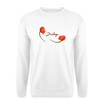 Zwillinge Mohn Klatschmohn Sternzeichen Zwillinge - Unisex Pullover - Weiß - Vorne - Alina (178cm) & Michal (187cm)