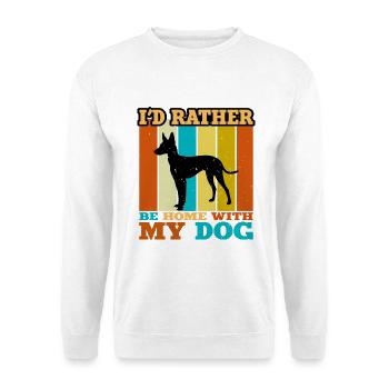 Cirneco Dell Ätna Hundeliebe Silhouette Retro Sonnenuntergang - Unisex Pullover - Weiß - Vorne - Alina (178cm) & Michal (187cm)