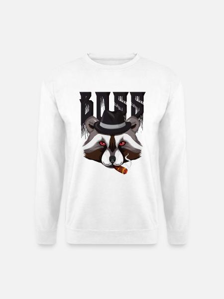 Chef Waschbär - Mit Hut und Zigarre - Unisex Pullover - Weiß