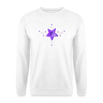 Glockenblume lila Blume - Unisex Pullover - Weiß - Vorne - Alina (178cm) & Michal (187cm)