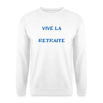 RUHESTAND. RUHESTAND. PENSIONIERT. RUHESTAND - Unisex Pullover - Weiß - Vorne - Alina (178cm) & Michal (187cm)