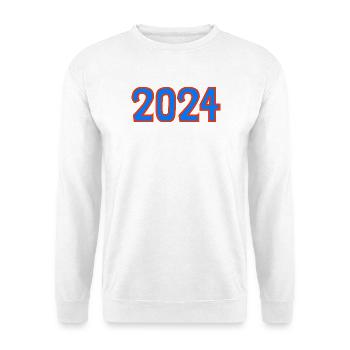 2024.Frohes neues Jahr. SILVESTER. NEUJAHR. - Unisex Pullover - Weiß - Vorne - Alina (178cm) & Michal (187cm)