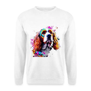 Englischer Cocker Spaniel künstlerisch gestaltet - Unisex Pullover - Weiß - Vorne - Alina (178cm) & Michal (187cm)