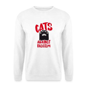 Cats against fascism - Unisex Pullover - Weiß - Vorne - Alina (178cm) & Michal (187cm)