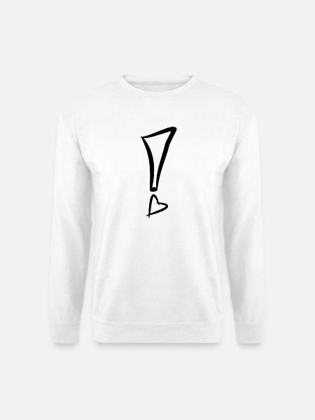 Ausrufezeichen mit Herz Schwarz - Unisex Pullover - Weiß