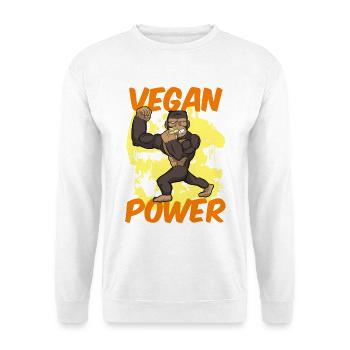 Vegan Power Gorilla Veganer Veganerin - Unisex Pullover - Weiß - Vorne - Alina (178cm) & Michal (187cm)