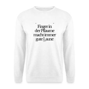Finger in der Pflaume - Unisex Pullover - Weiß - Vorne - Alina (178cm) & Michal (187cm)