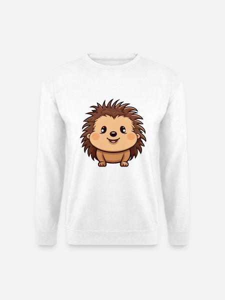Igelkarikatur Kawaii Aquarellillustration - Unisex Pullover - Weiß