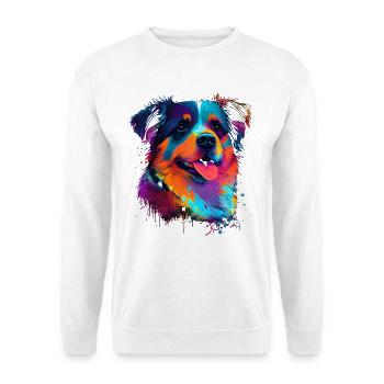 Süsser bunter Hund - Unisex Pullover - Weiß - Vorne - Alina (178cm) & Michal (187cm)