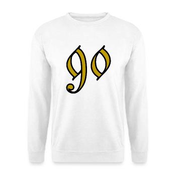 90. 90 JAHRE. 90. JAHRESTAG. 90-JÄHRIGES JUBILÄUM. - Unisex Pullover - Weiß - Vorne - Alina (178cm) & Michal (187cm)
